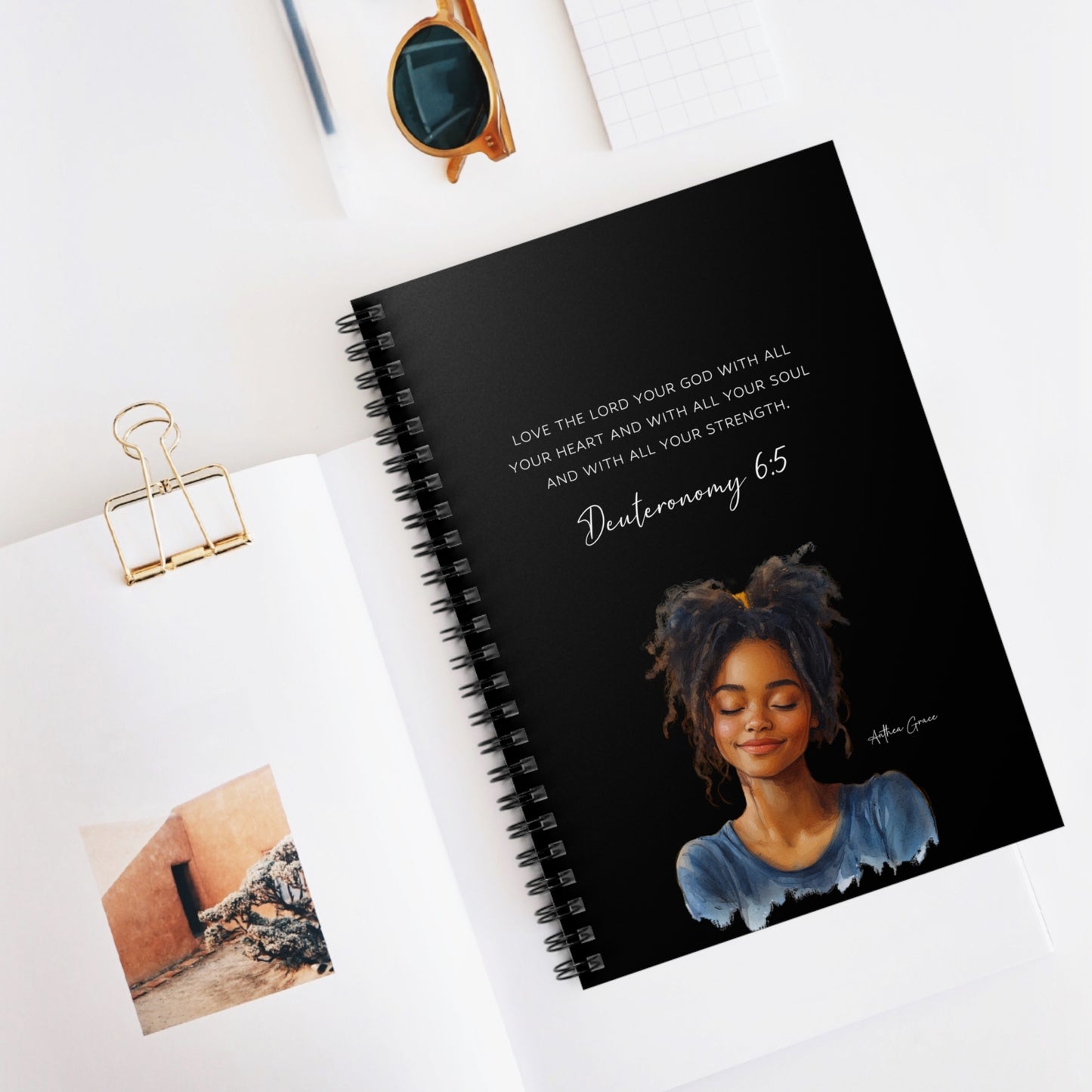 Copy of Deuteronomy 6:5 Spiral Notebook, Christian Journal for Women, Inspirational Faith Gift, Bible Verse Diary, Self Love Planner