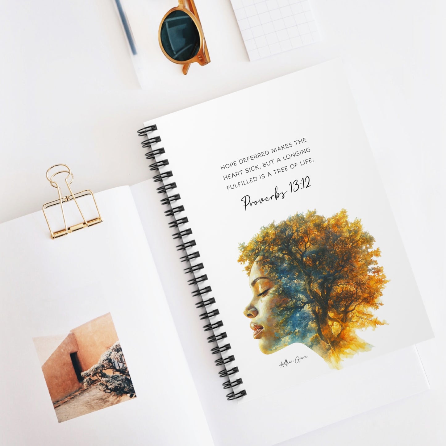 Copy of Inspirational Spiral Notebook - Proverbs 13:12 - Nature & Reflection