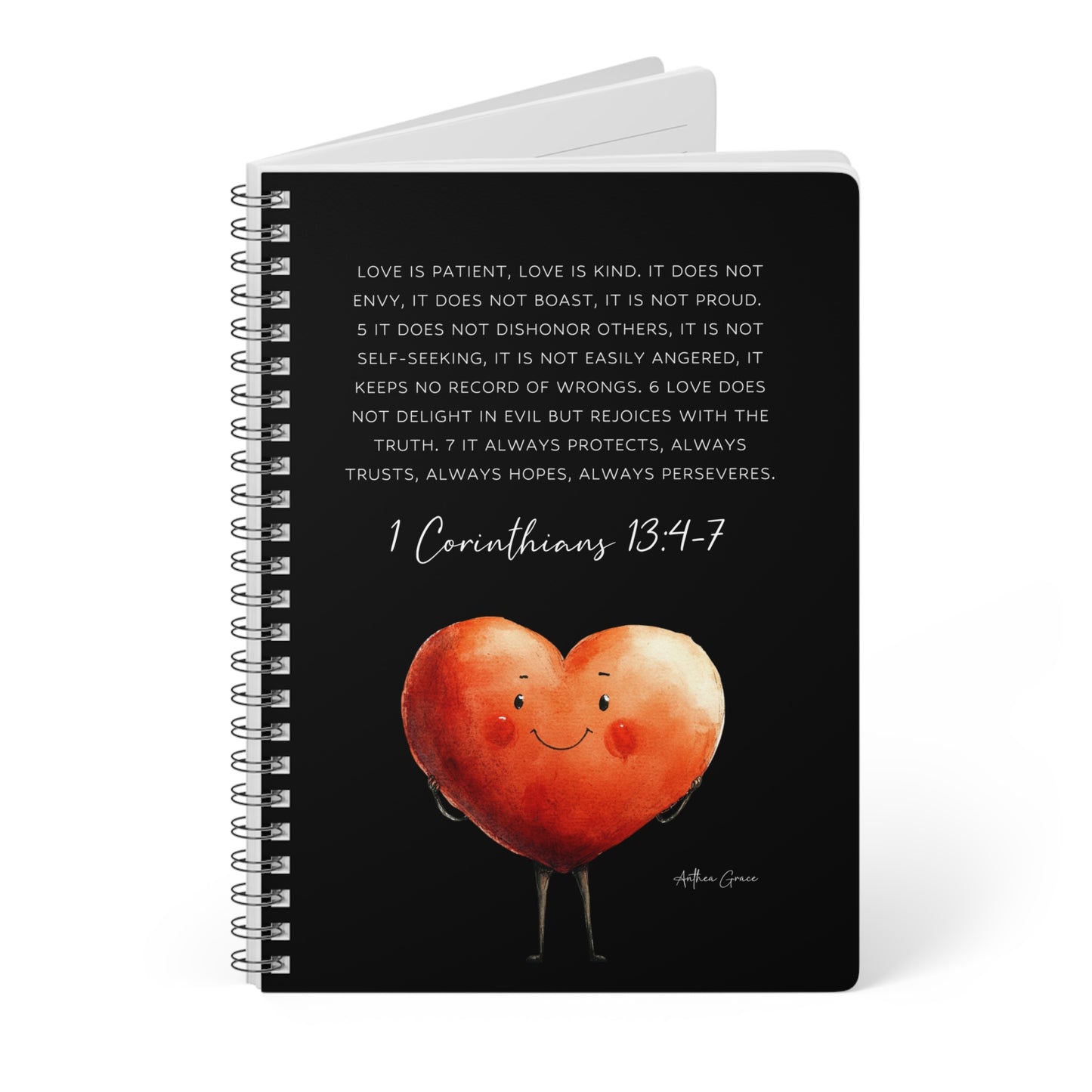 1 Corinthians 13:4-7 Spiral A5 Notebook