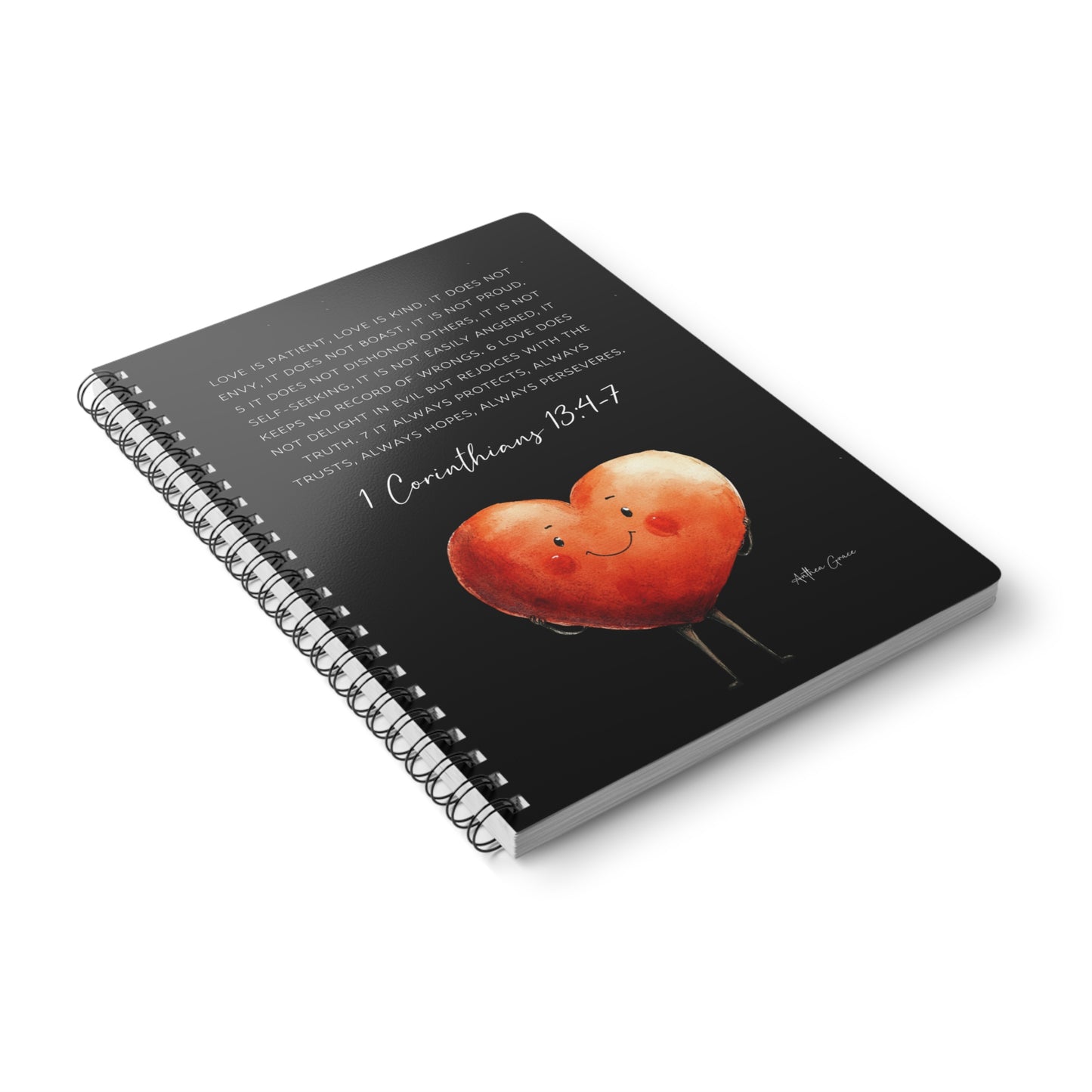 1 Corinthians 13:4-7 Spiral A5 Notebook