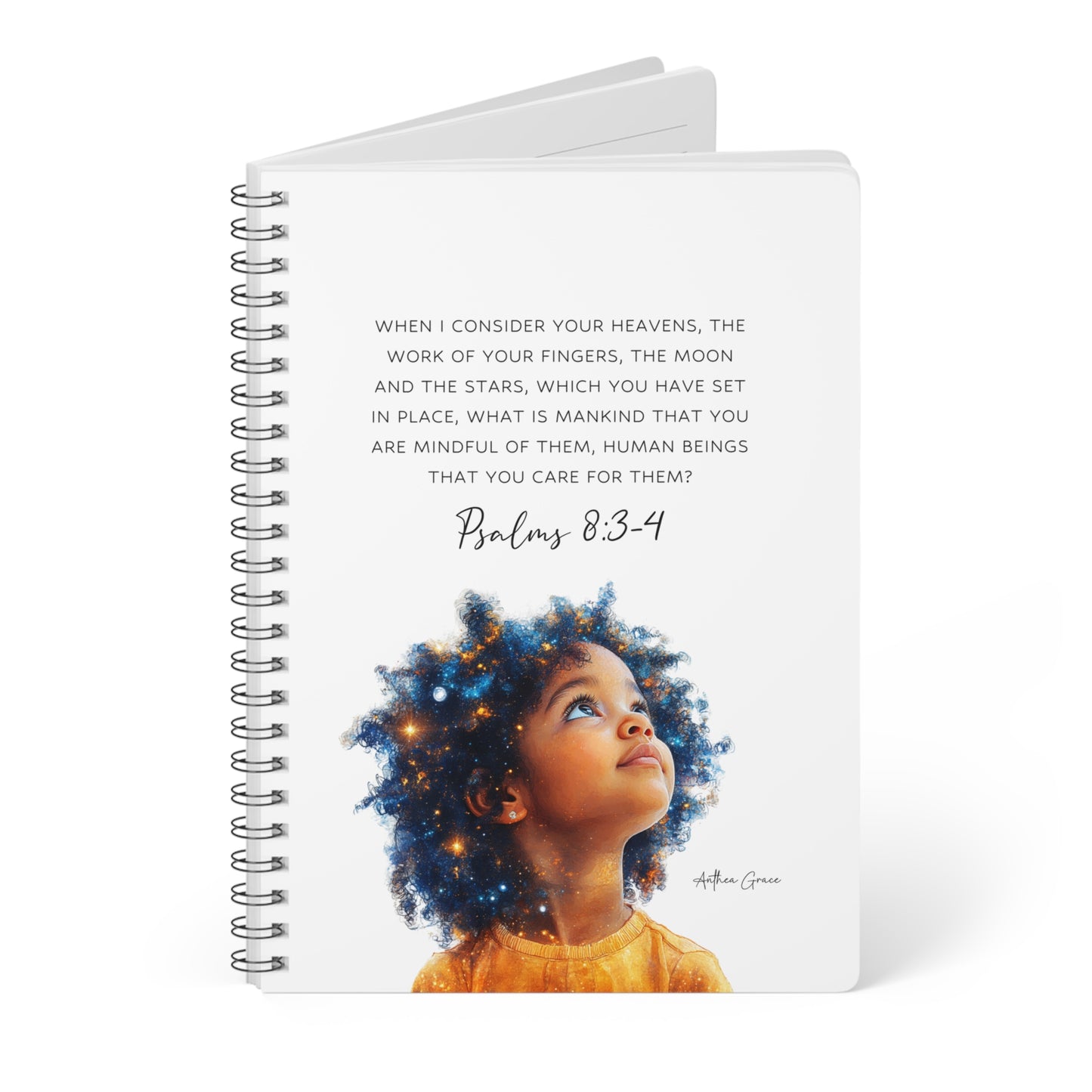 Psalms 8:3-4 Spiral A5 Notebook