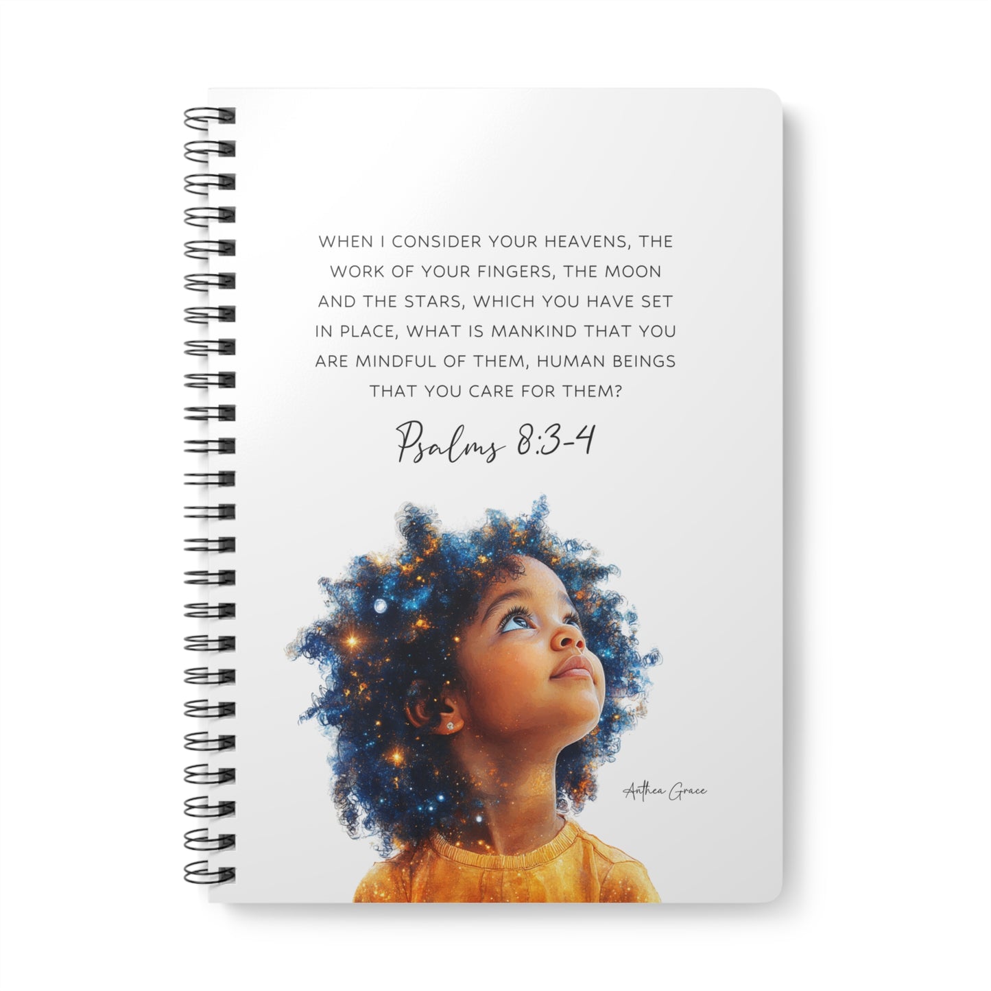 Psalms 8:3-4 Spiral A5 Notebook