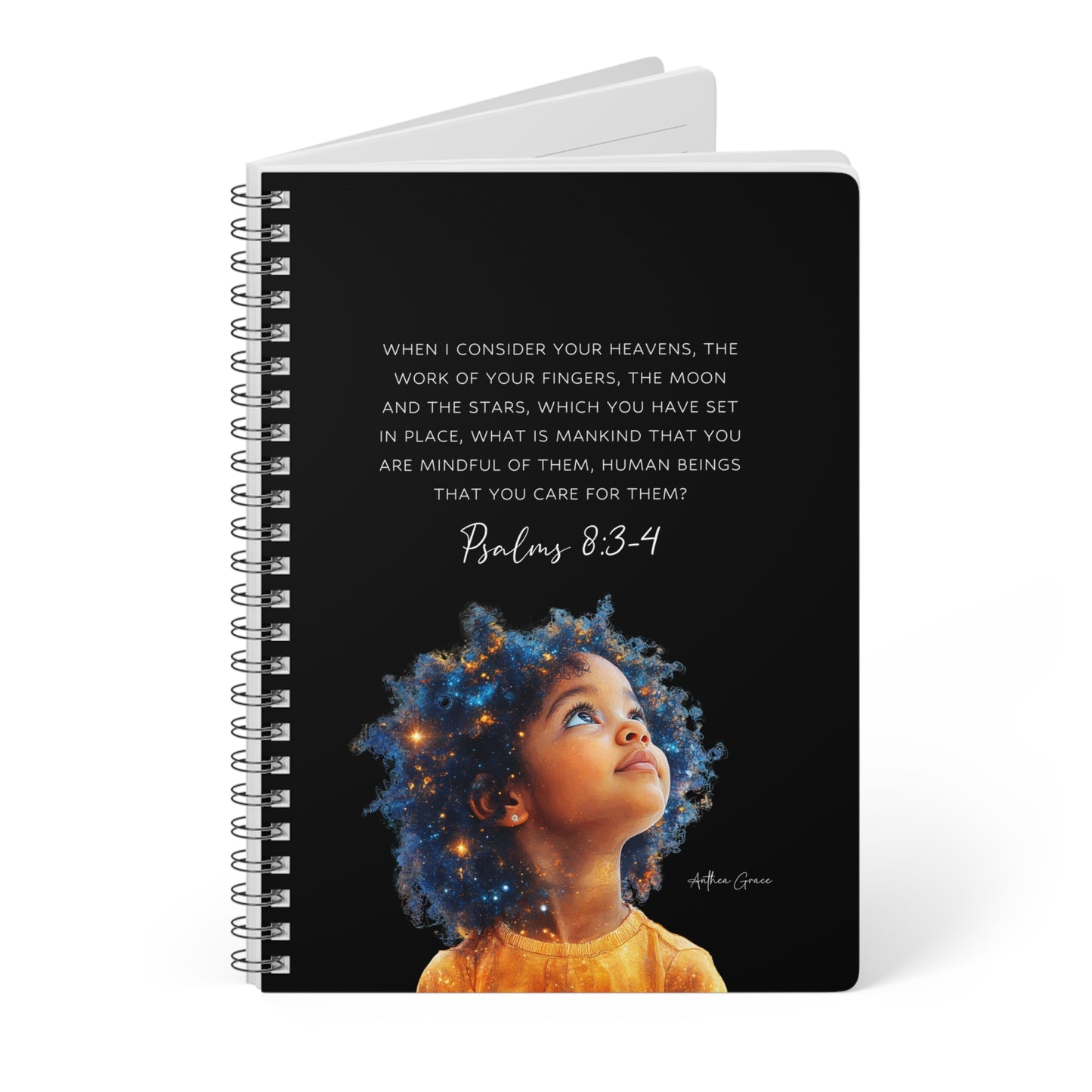 Psalms 8:3-4 Spiral A5 Notebook