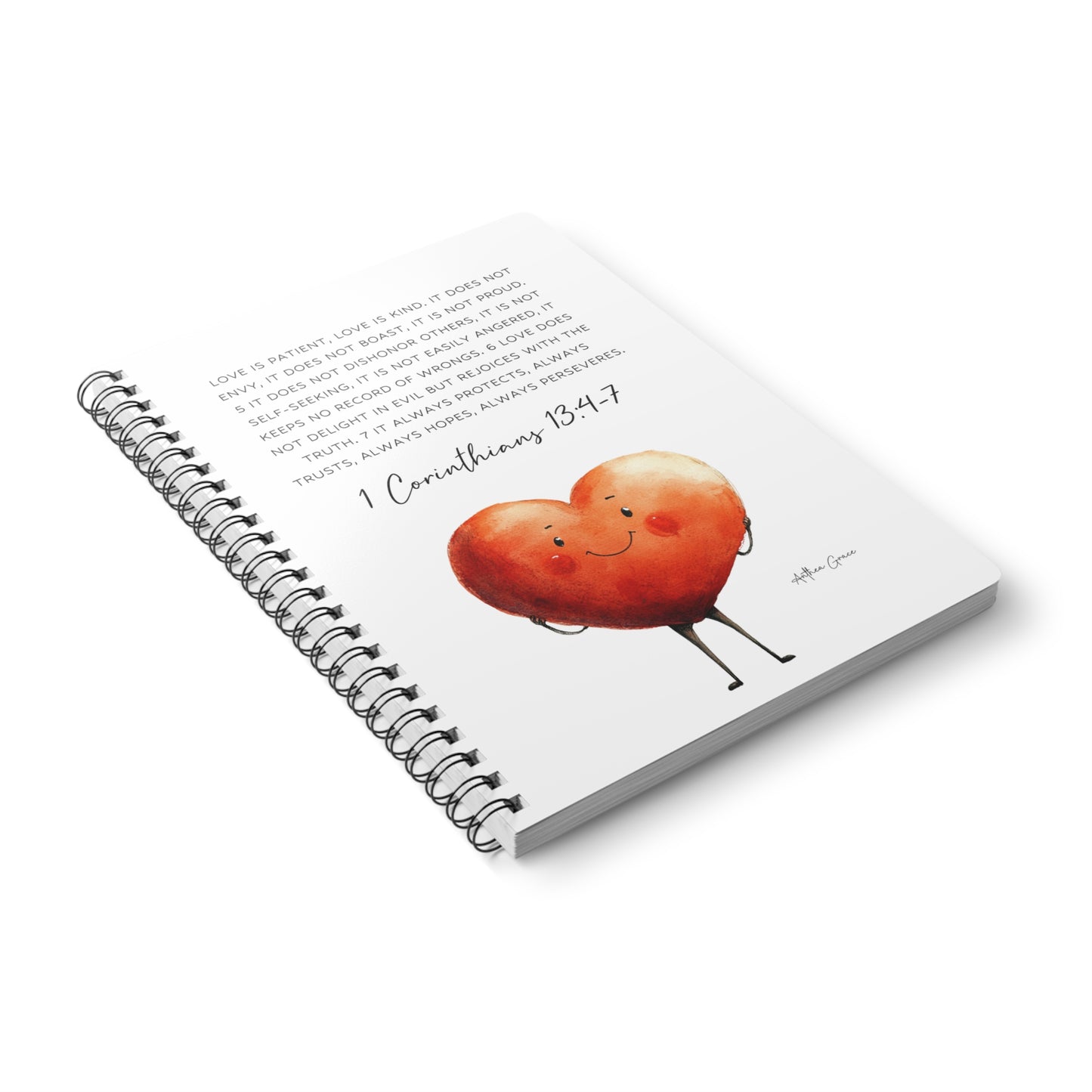 1 Corinthians 13:4-7 Spiral A5 Notebook