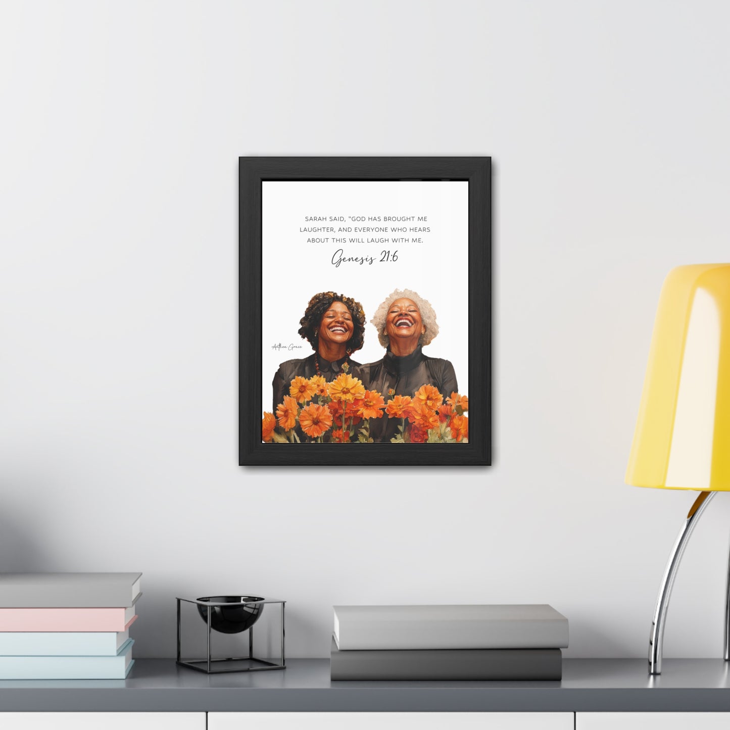 Framed Inspirational Poster, Bible Verse Wall Art, Modern Home Decor, Gift for Her, Relaxation Quote, Christian Art Print