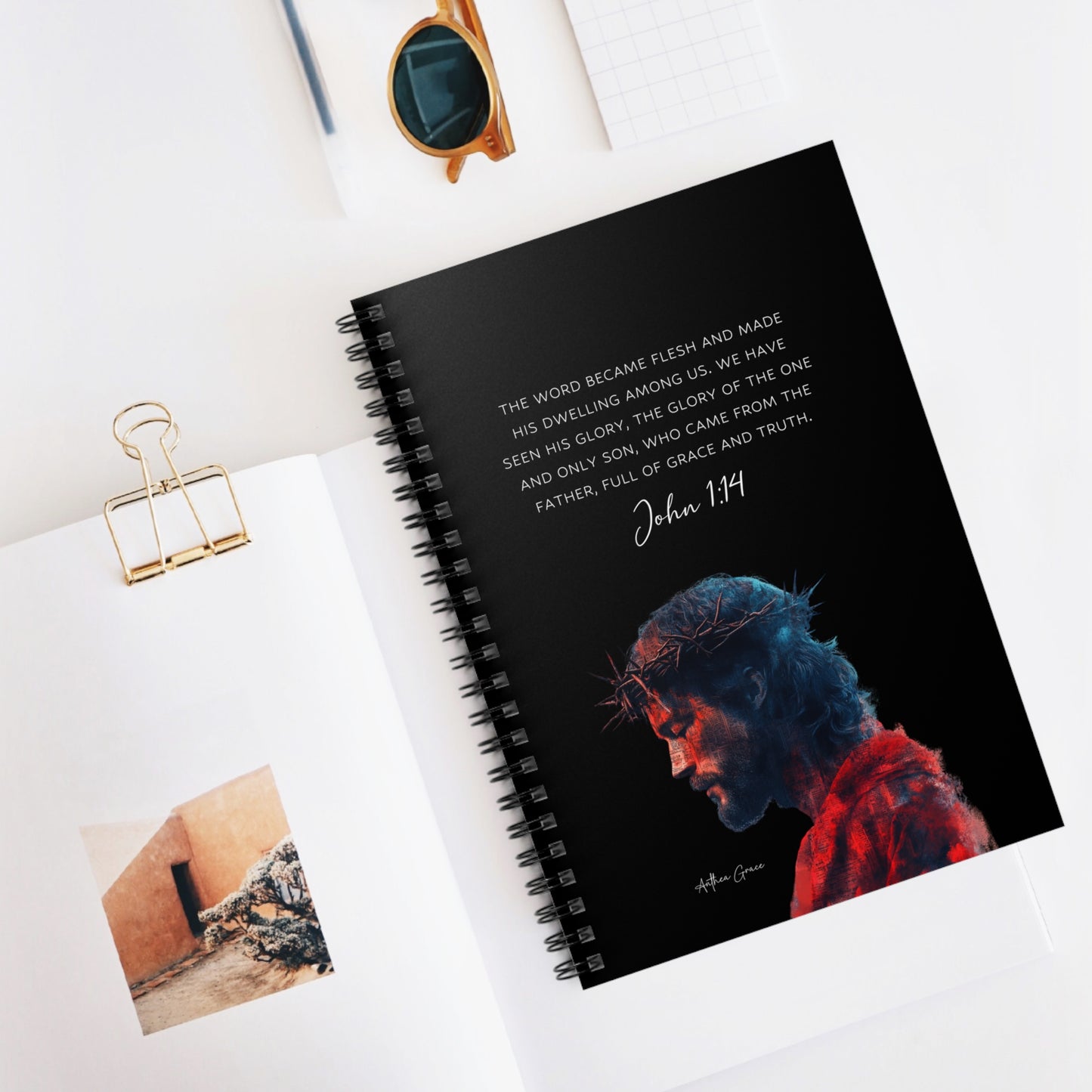 Copy of Inspirational Spiral Notebook - John 1:14 - Faith & Reflection