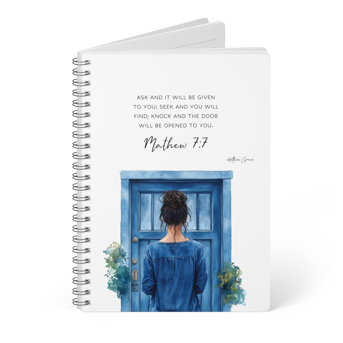 Mathew 7:7 Spiral A5 Notebook