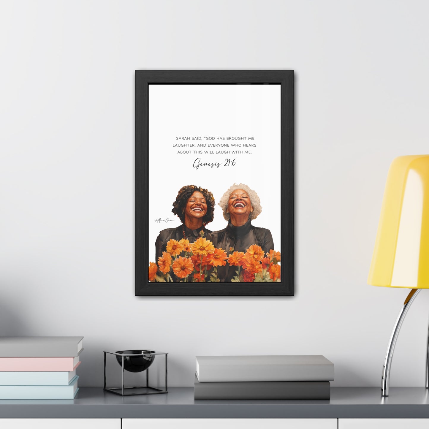 Framed Inspirational Poster, Bible Verse Wall Art, Modern Home Decor, Gift for Her, Relaxation Quote, Christian Art Print