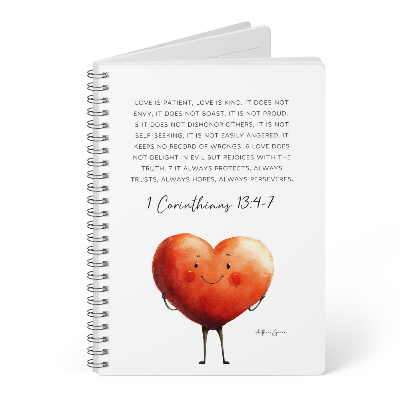 1 Corinthians 13:4-7 Spiral A5 Notebook