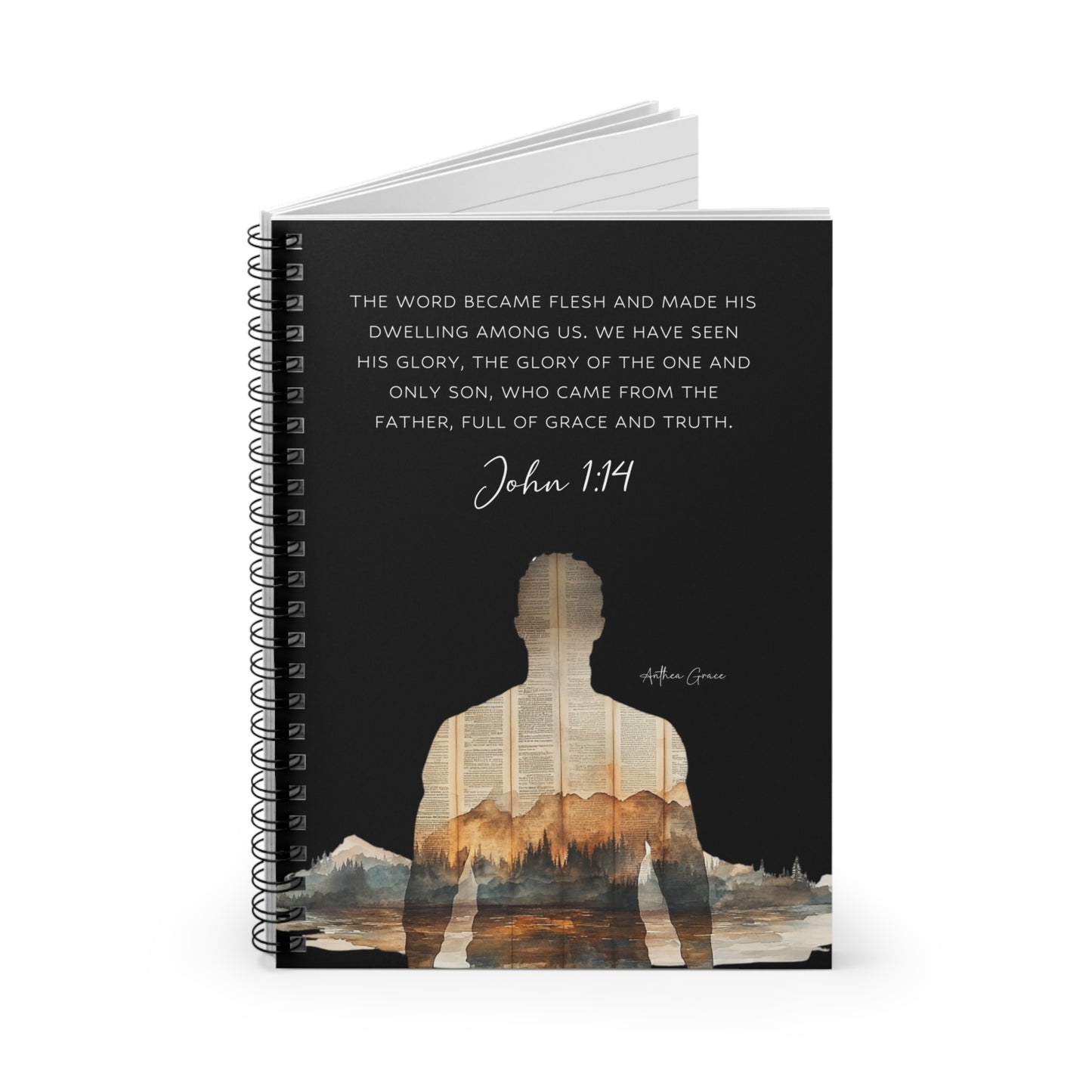 Copy of Inspirational Spiral Notebook John 1:14, Faith Journal, Christian Notebook, Motivational Gift, Religious Planner, Devotional Notepad