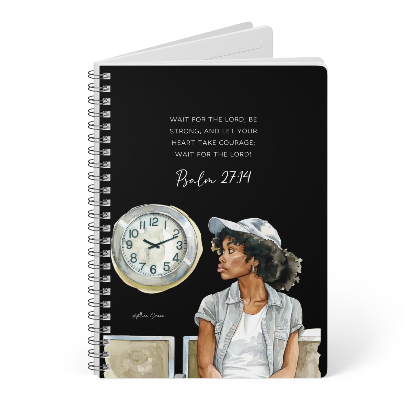 Psalm 27:14 Spiral A5 Notebook