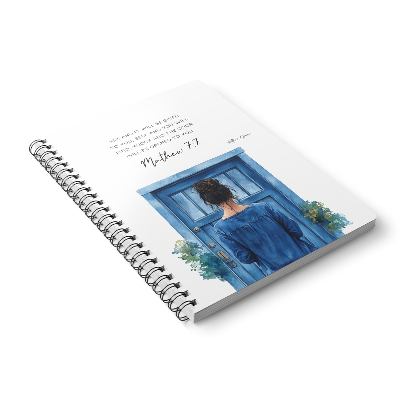Mathew 7:7 Spiral A5 Notebook