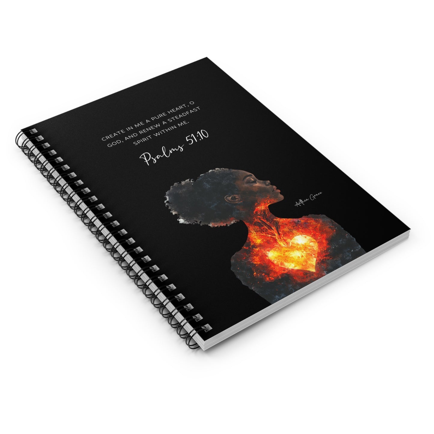 Copy of Inspirational Spiral Notebook  Psalms 51:10, Spiritual Journal, Motivational Gift, Self-Reflection Journal, Faith Based Stationery