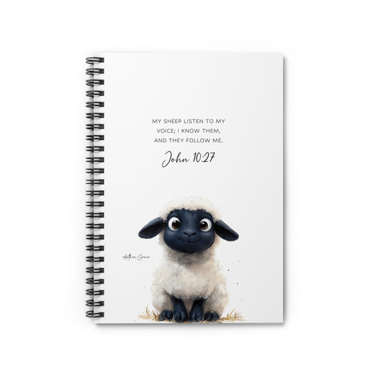 Copy of Inspirational Spiral Notebook - John 10:27 Sheep Design