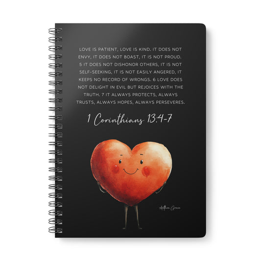 1 Corinthians 13:4-7 Spiral A5 Notebook