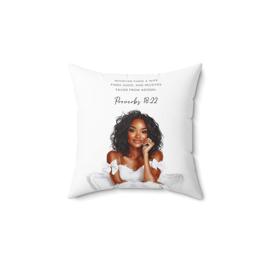 Proverbs 18:22 Cozy Decorative Pillow