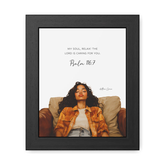 Framed Inspirational Poster, Bible Verse Wall Art, Modern Home Decor, Gift for Her, Relaxation Quote, Christian Art Print