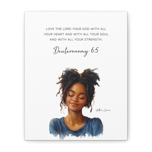 Inspirational Wall Art Canvas, Home Decor, Deutronomy 6:5, Motivational Gift, Faith-Based Artwork, Uplifting Home Accent