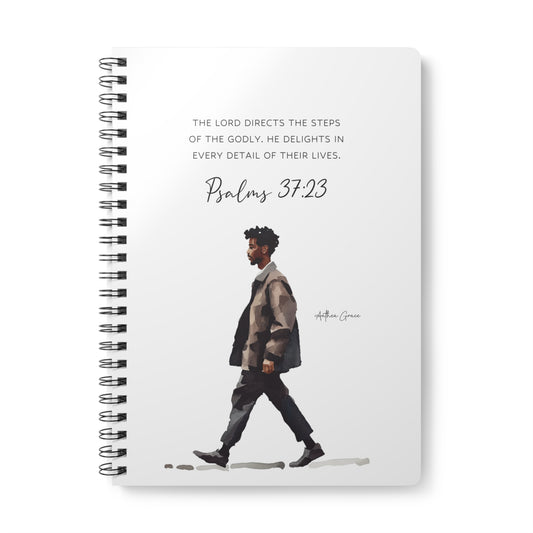 Psalms 37:23 Spiral A5 Notebook