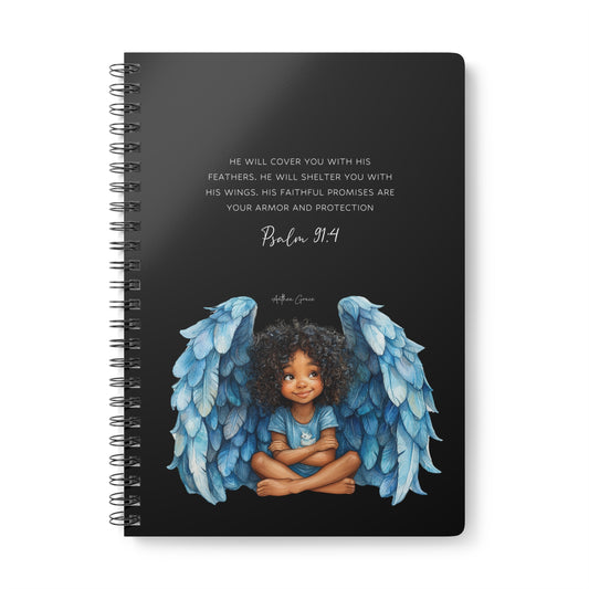 Inspirational A5 Wirobound Notebook with Angel Artwork – Perfect for Journaling and Note-Taking