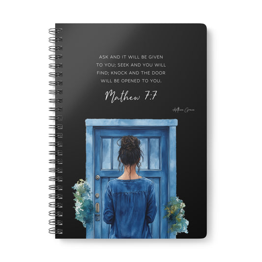 Mathew 7:7 Spiral A5 Notebook