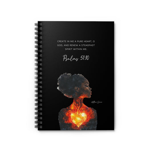 Copy of Inspirational Spiral Notebook  Psalms 51:10, Spiritual Journal, Motivational Gift, Self-Reflection Journal, Faith Based Stationery