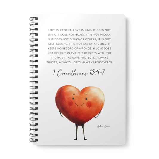 1 Corinthians 13:4-7 Spiral A5 Notebook